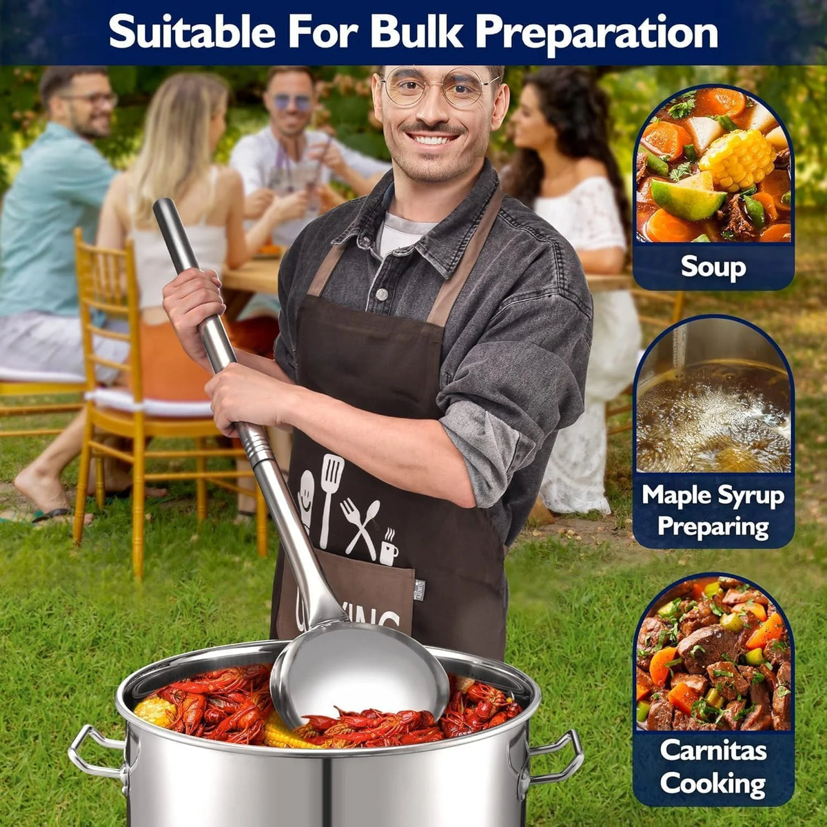 52QT Stainless Steel Turkey Fryer Pot with 36" Large Spoon, Propane Burners Kit, Tamale Steamer Pot with Basket, Steamer Rack, for Outdoor Cooking, Seafood Boil, Crawfish Boil, Home Brewing
