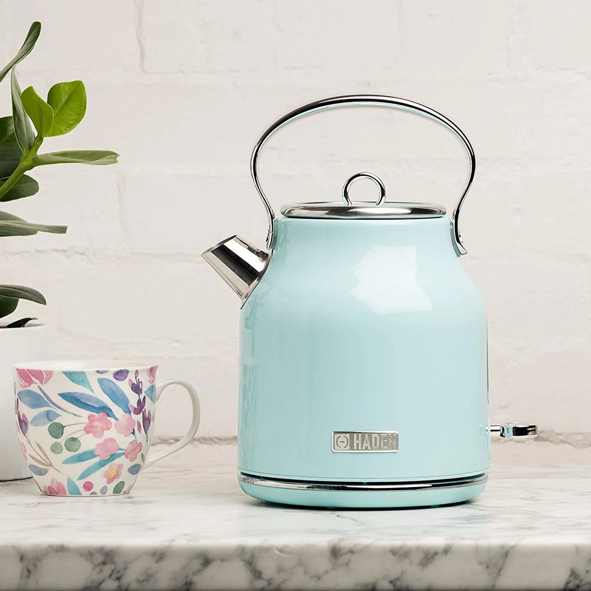 Open Box Haden Heritage 1.7L Stainless Steel Electric Water Kettle, Turquoise