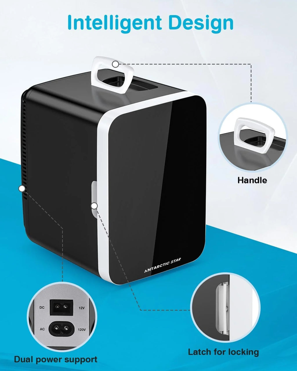 Compact Mini Fridge, 10L Portable Small Refrigerator, 2.6 Gal Mini Fridge with AC/DC Adapters, Small Cosmetics Cooler for Beverage, Food, Makeup, Bedroom, Office, Dorm,