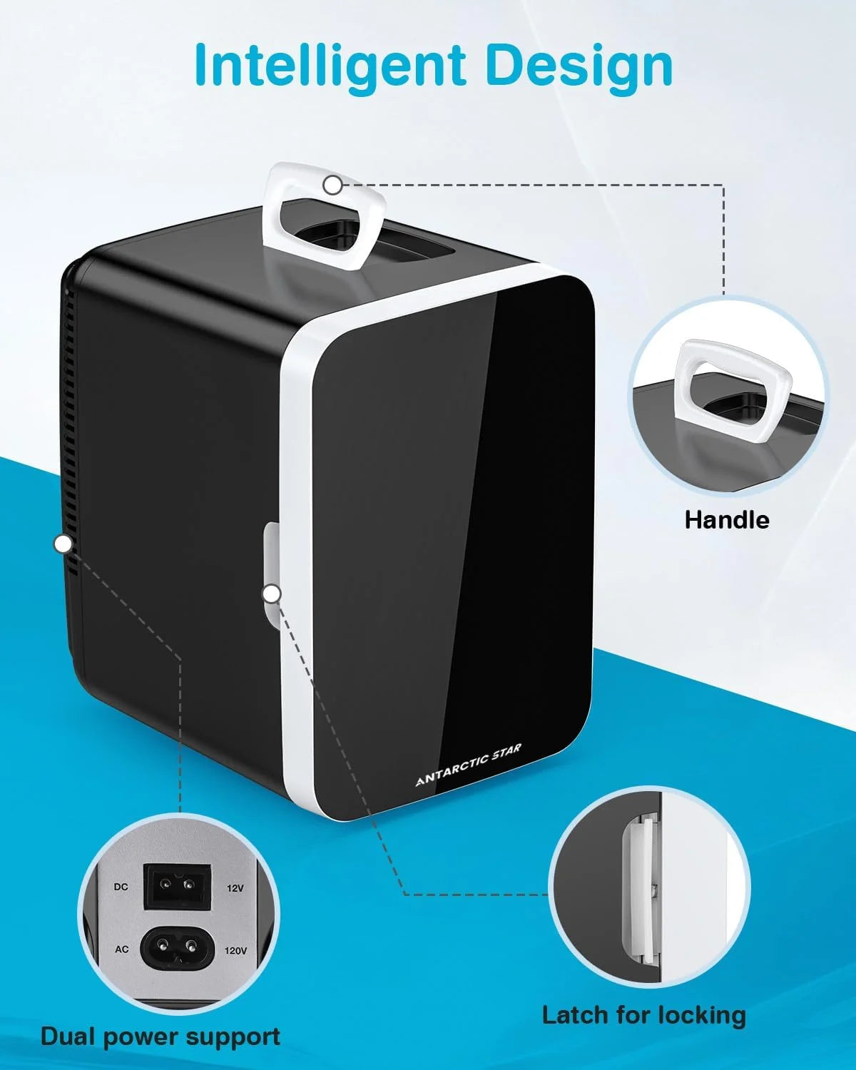 Compact Mini Fridge, 10L Portable Small Refrigerator, 2.6 Gal Mini Fridge with AC/DC Adapters, Small Cosmetics Cooler for Beverage, Food, Makeup, Bedroom, Office, Dorm,