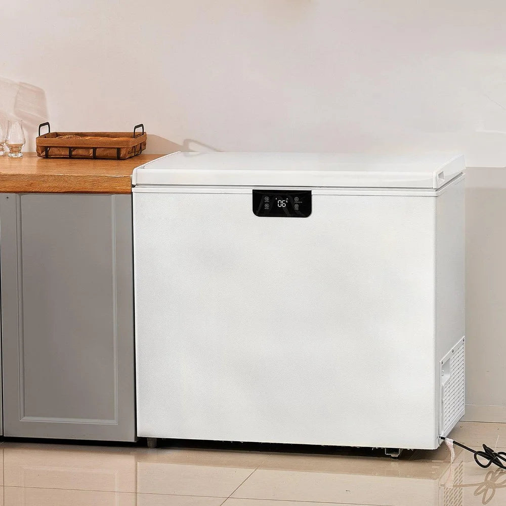 Choco Moon Large Capacity 14.5 Cu.ft Chest Freezer, 345L Storage, 4 Slide-Out Baskets, Lockable Lid, 8 Temp Control Levels, Energy-Efficient LED Lights, 6 Swivel Casters for Easy Mobility