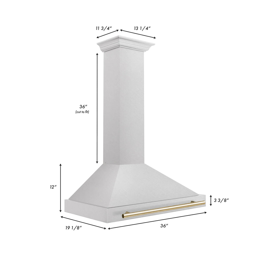 ZLINE 36 ZLINE Autograph Edition DuraSnow Stainless Steel Range Hood with DuraSnow and Gold Handle (KB4SNZ-36-G)