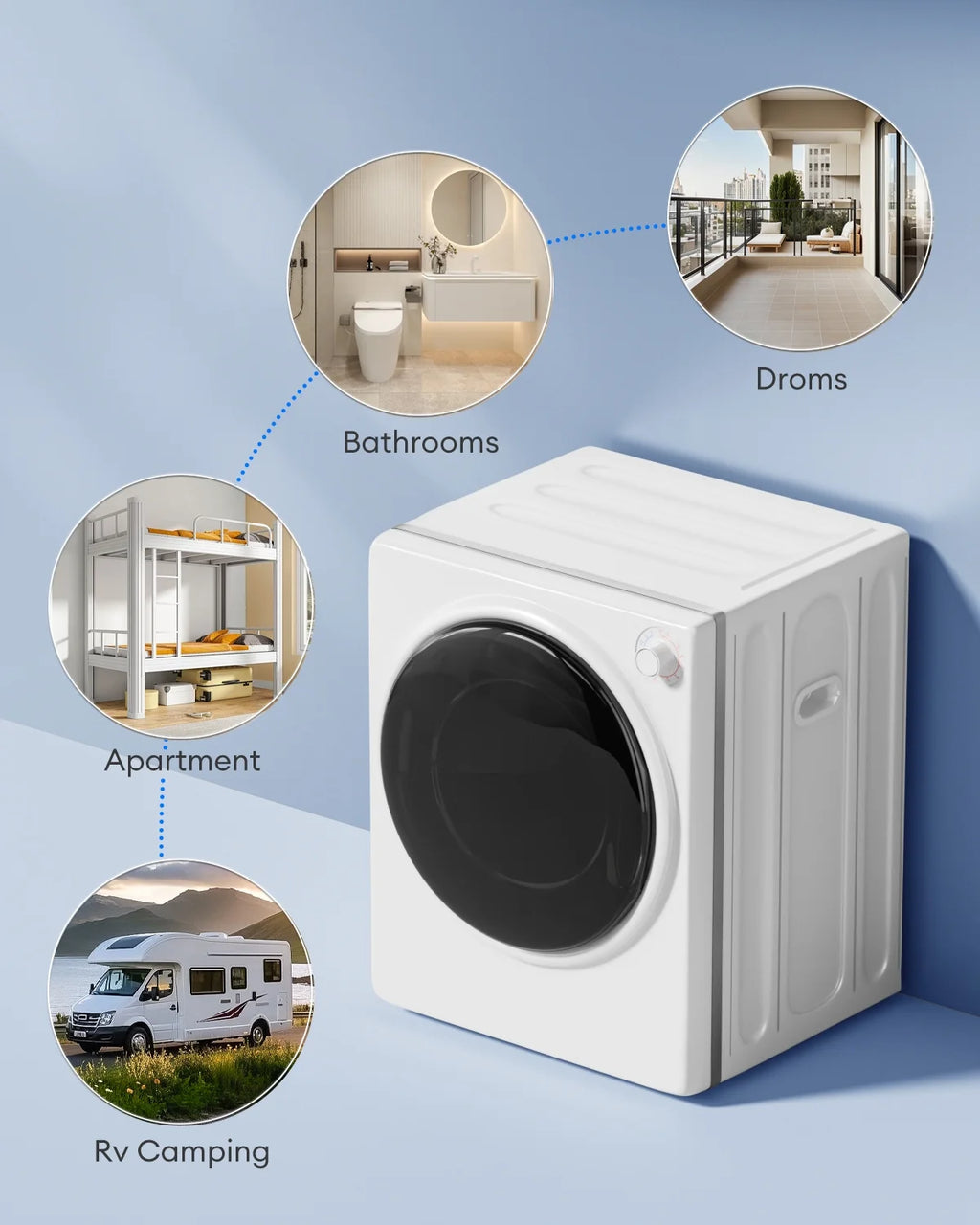 TABU 2.6 cu ft Portable Dryer for Clothes, 8.8 lbs Compact Dryer, Electric Dryer for Apartment,White