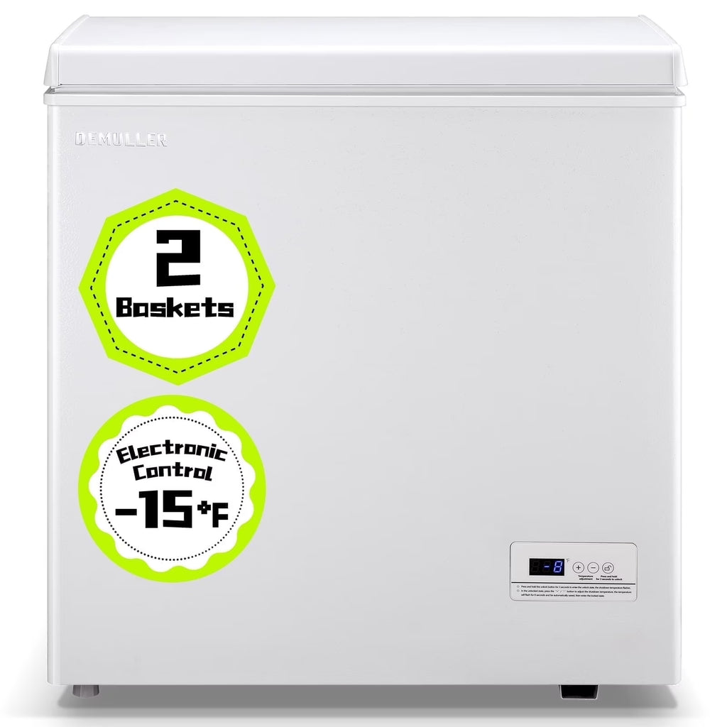 DEMULLER 3.5 Cu. ft Chest Freezer Small Freezers with Top Open Door Freestanding Black