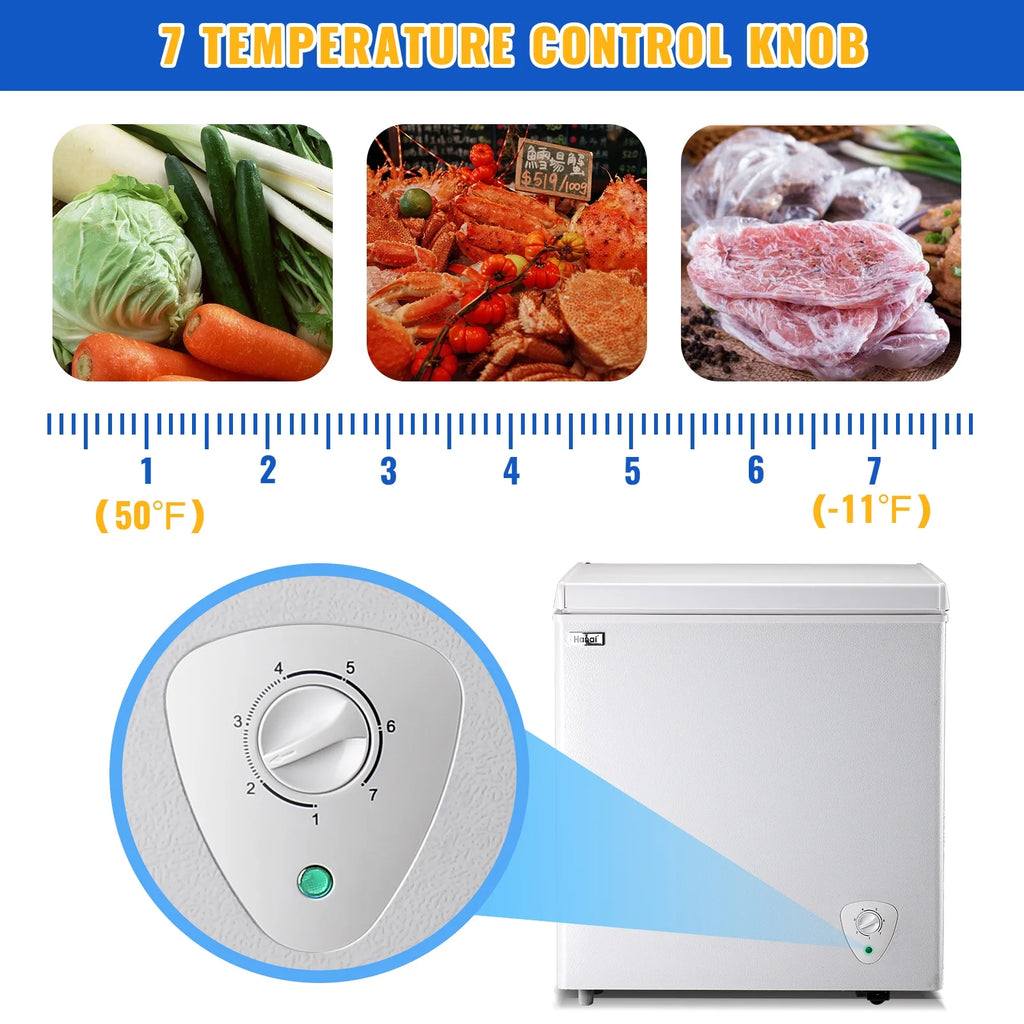WANAI 5.0 Cu.ft Compact Freezer, Fast Cooling, Top Door Design, Energy-Efficient Deep Freezer White