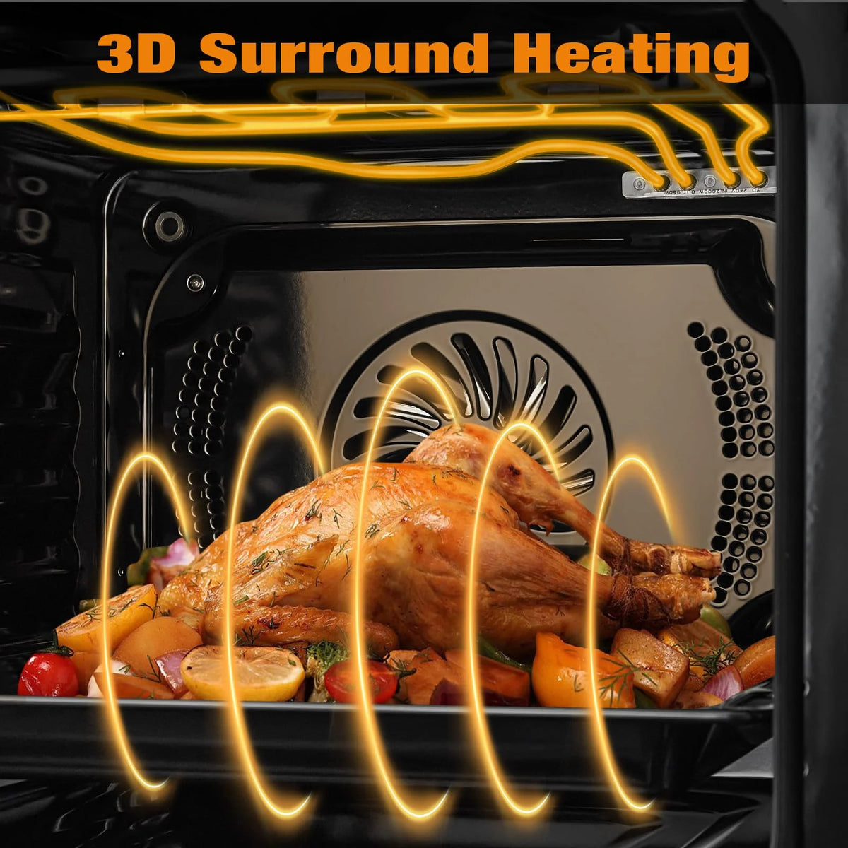 24" Electric Single Wall Oven, 2.5Cu.ft with 8 Baking Modes, 70L Electric Convection Oven, with Air Frying Function, 3000w, 3D Surround Heating with Double-Layered Glass Door, Timer, Touch Control