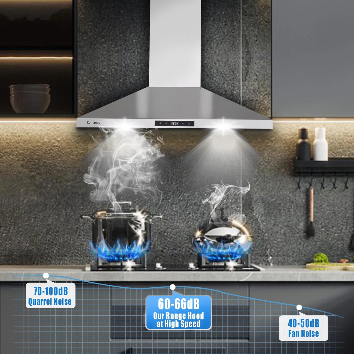 Wall Mount Range Hood 30 inch Stainless Steel Stove Hood Ducted Ductless Vent Hood Touch Control