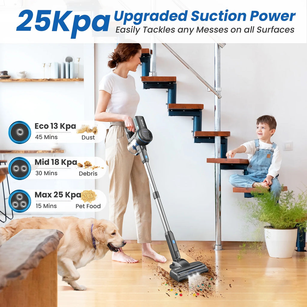 Wnkim Cordless Stick Vacuum Cleaner, 25Kpa, HEPA Wet/Dry Vacuum Cleaner for Hardwood Pet Hair  Carpet