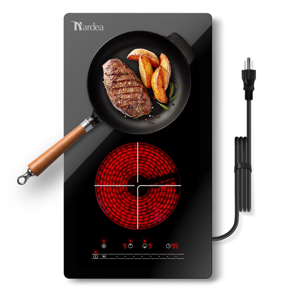 Double Burner Electric Cooktop Hot Plates for Cooking, 110V Plug in Portable Electric Stove Top, 12 Inch Countertop & Built -in Radiant Ceramic Glass Cooktop with Slide Control, 2000W