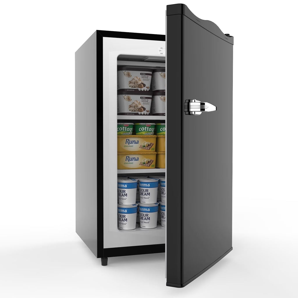 KNDKO Upright Freezer, 3.0Cu.ft Mini Freezer with Adjustable Thermostat & Removable Shelves, Stand Up Freezer for Home/Office, Black
