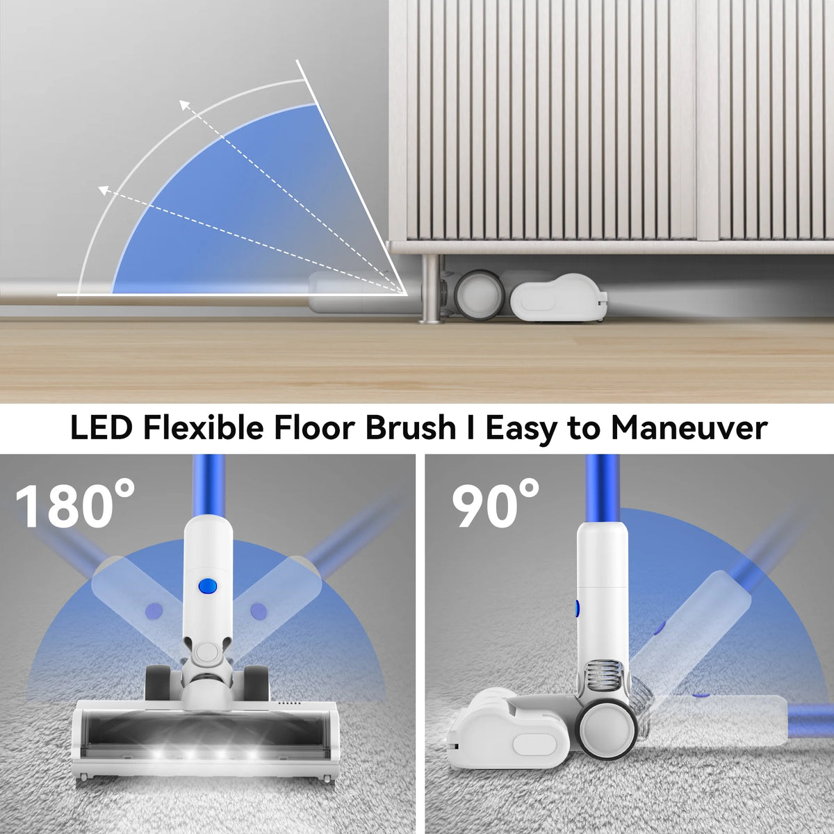 INSE Lightweight Cordless Vacuum with 30Kpa Powerful Suction & 60 Mins Runtime, Stick Vacuum  for Carpet, Tile, Pet Hair, Hardwood Floors