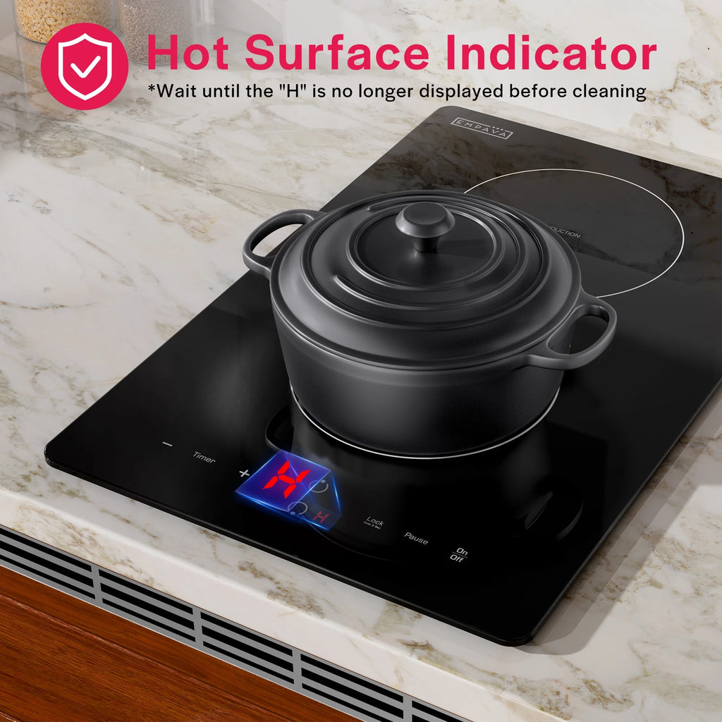 Empava Electric Stove Induction Cooktop Vertical with 2 Burners Vitro Ceramic Smooth Surface Glass in Black 120V