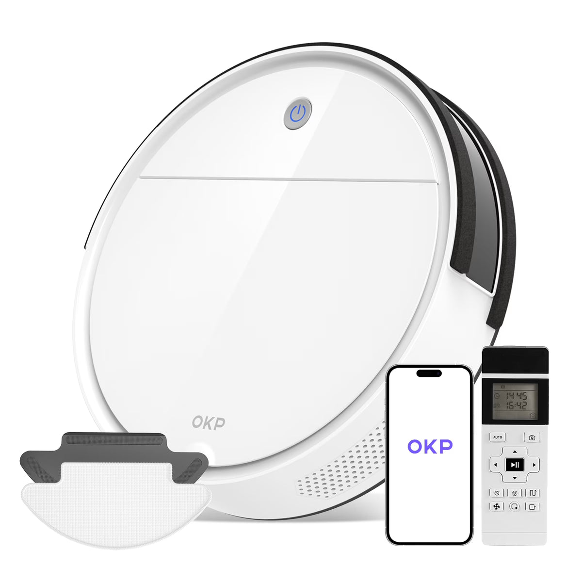 OKP Robot Vacuums with Mop Combo and Remote Control, 2 IN 1 Cleaning and Mopping, Wi-Fi Connectivity, Alexa/APP, Self-Charging Robotic Vacuum Cleaner for Home, Pet Hair, Carpets, and Hard Floors