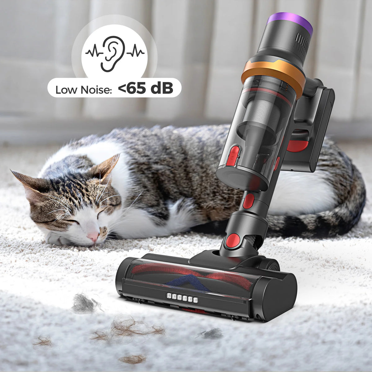 ORFELD Cordless Vacuum Cleaner with 2600mAh Detachable Battery, 45Kpa Powerful Stick Vacuum for Hard Floor Carpet Pet Gold, SV30