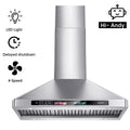 BRANO 30 Inch Wall Mount Range Hood Stainless Steel Hood, 900 CFM, Voice Control, 4-Speed