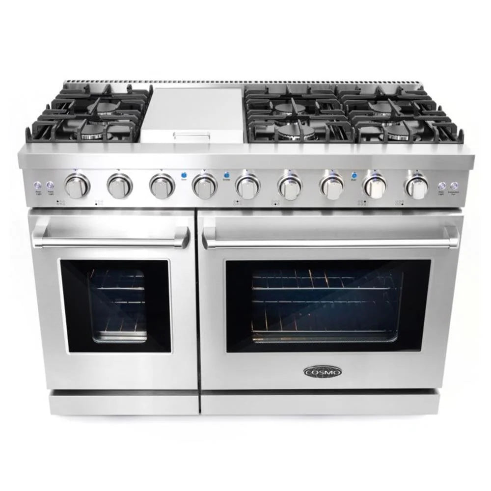 Cosmo 48 in. Range & Hood & Dishwasher & Wine Cooler & Fridge & Microwave Set