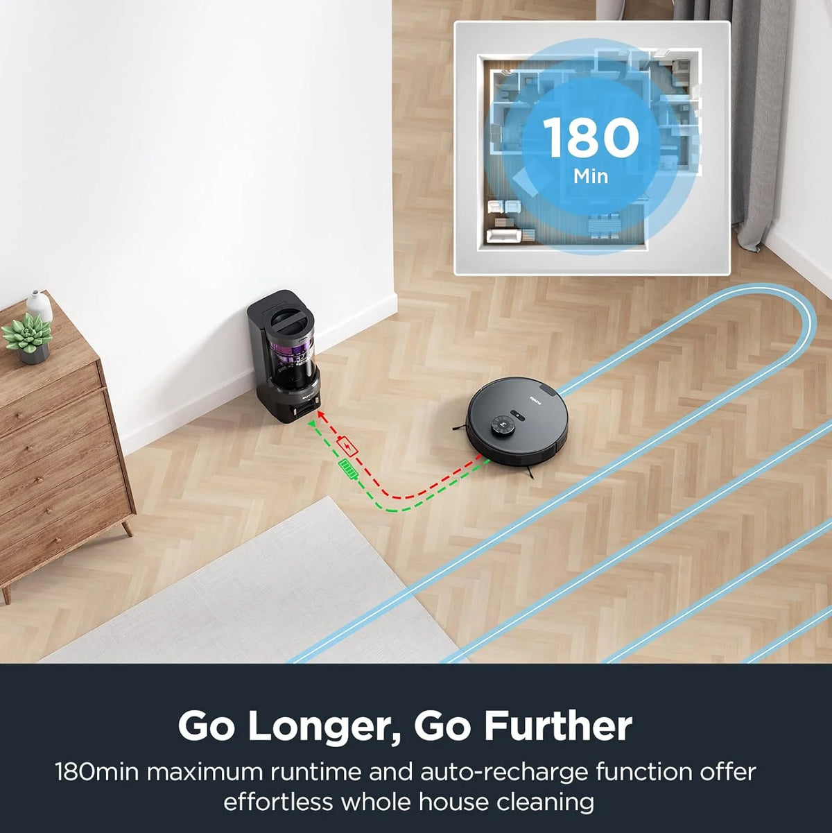 Eureka Cordless Robot Vacuum Cleaner - Suction and Auto Lifting Mop