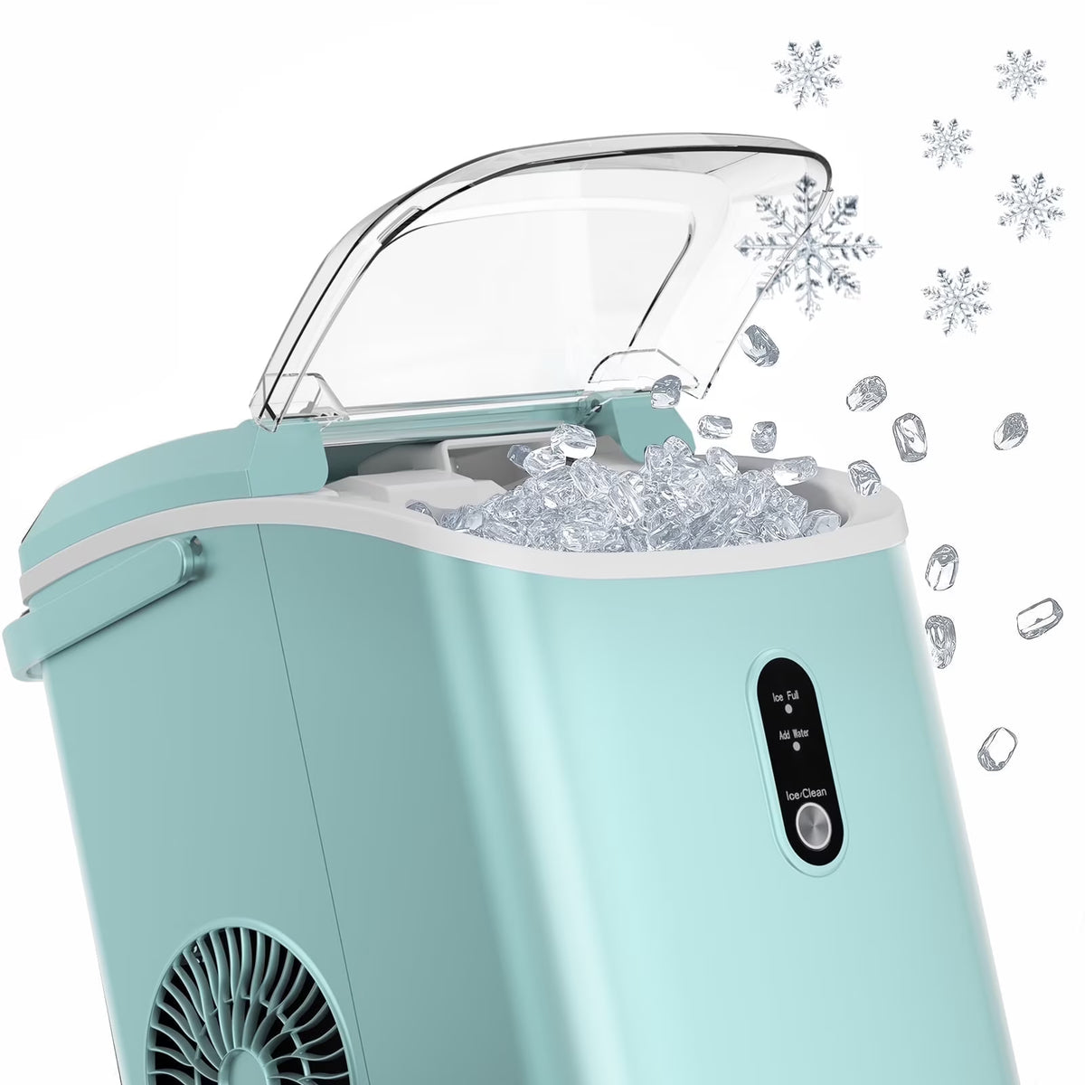 KISSAIR Nugget Ice Maker Countertop with Soft Chewable Pellet Ice, Portable Ice Machine with Handle, 35lbs/24H, Grey