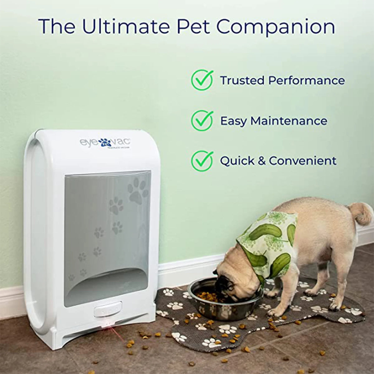 EyeVac Pet EVPET-PB 6.5 Qt Stationary Touchless Vacuum, Black w/ Paw Prints