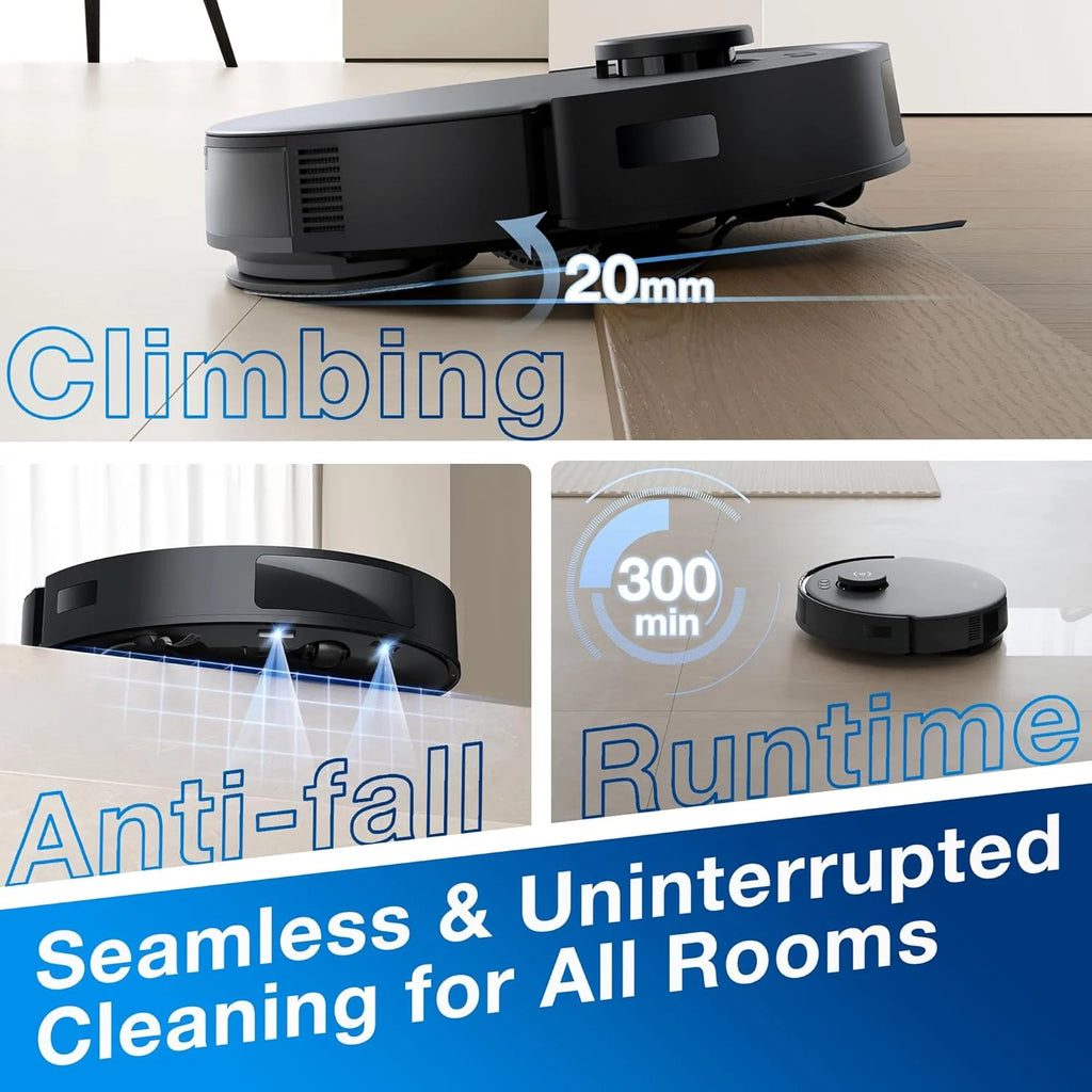 ECOVACS DEEBOT N20 PRO Robot Vacuum Cleaner and Mop,8000Pa Strong Suction, ZeroTangle Brush, Vibrating Mopping System, 300 Minutes Runtime