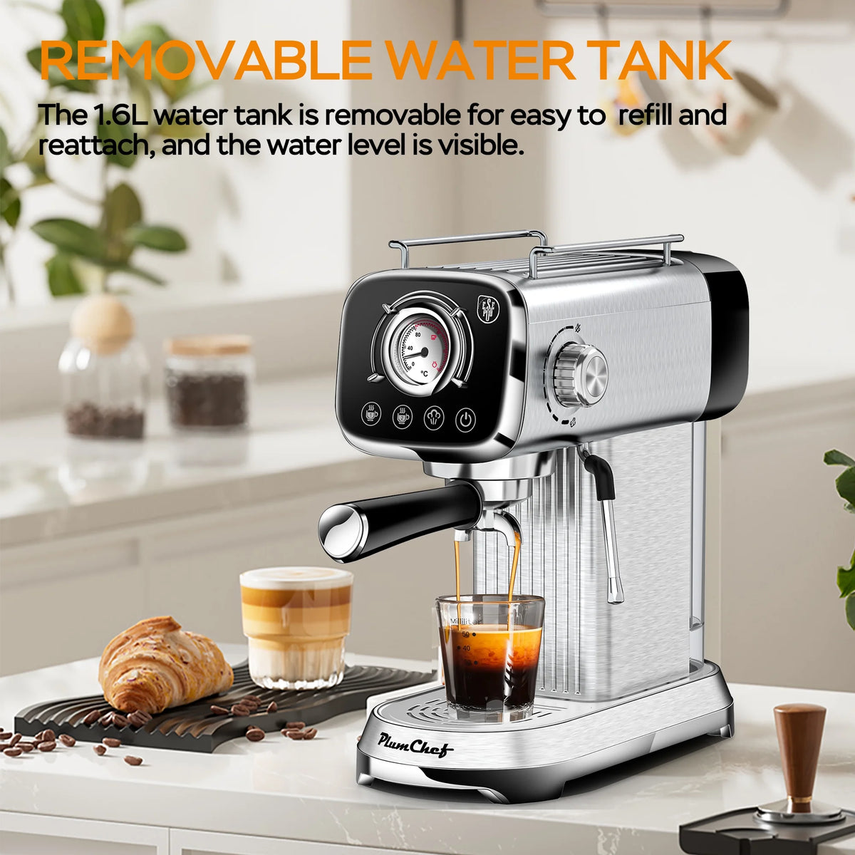 20 Bar Espresso Machine with Milk Frother, Single & Double Shot, ESE Pod Compatible, Removable Water Tank for Cappuccino, Latte, & Machiato for Home Barista