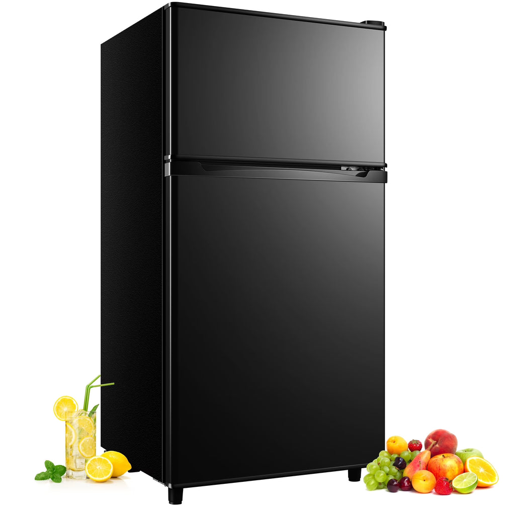 CALLIEVER Compact Mini Fridge with Freezer, 3.5 Cu.Ft 2-Door Refrigerator �C Ideal for Dorm, Office, Bedroom �C 7 Temp Settings, Adjustable Shelves,Silver
