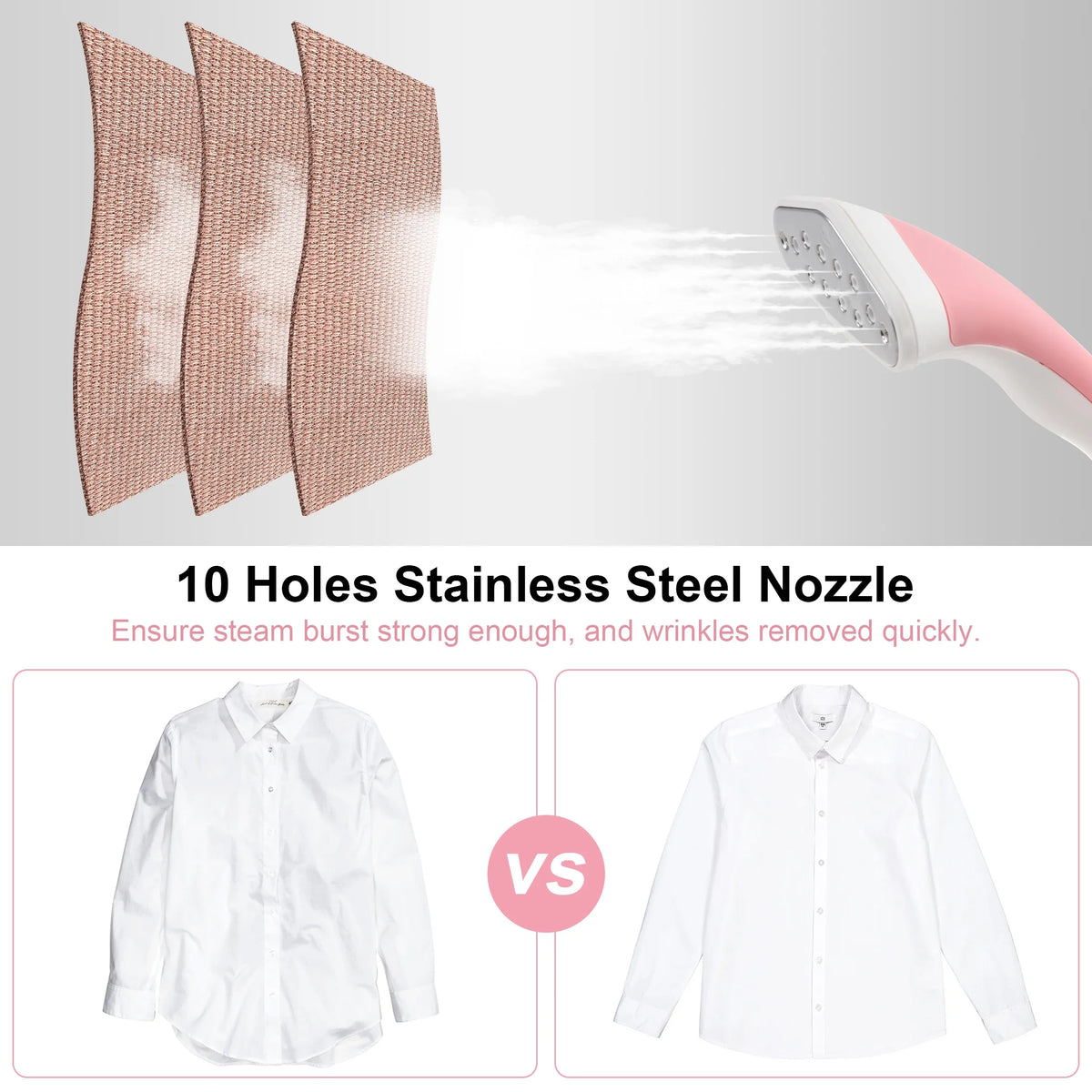 BEAMNOVA Standing Garment Steamer for Clothes, Professional for Home and Business Use Full-Size Clothing Steamer with Hanger & Ironing Board, Pink