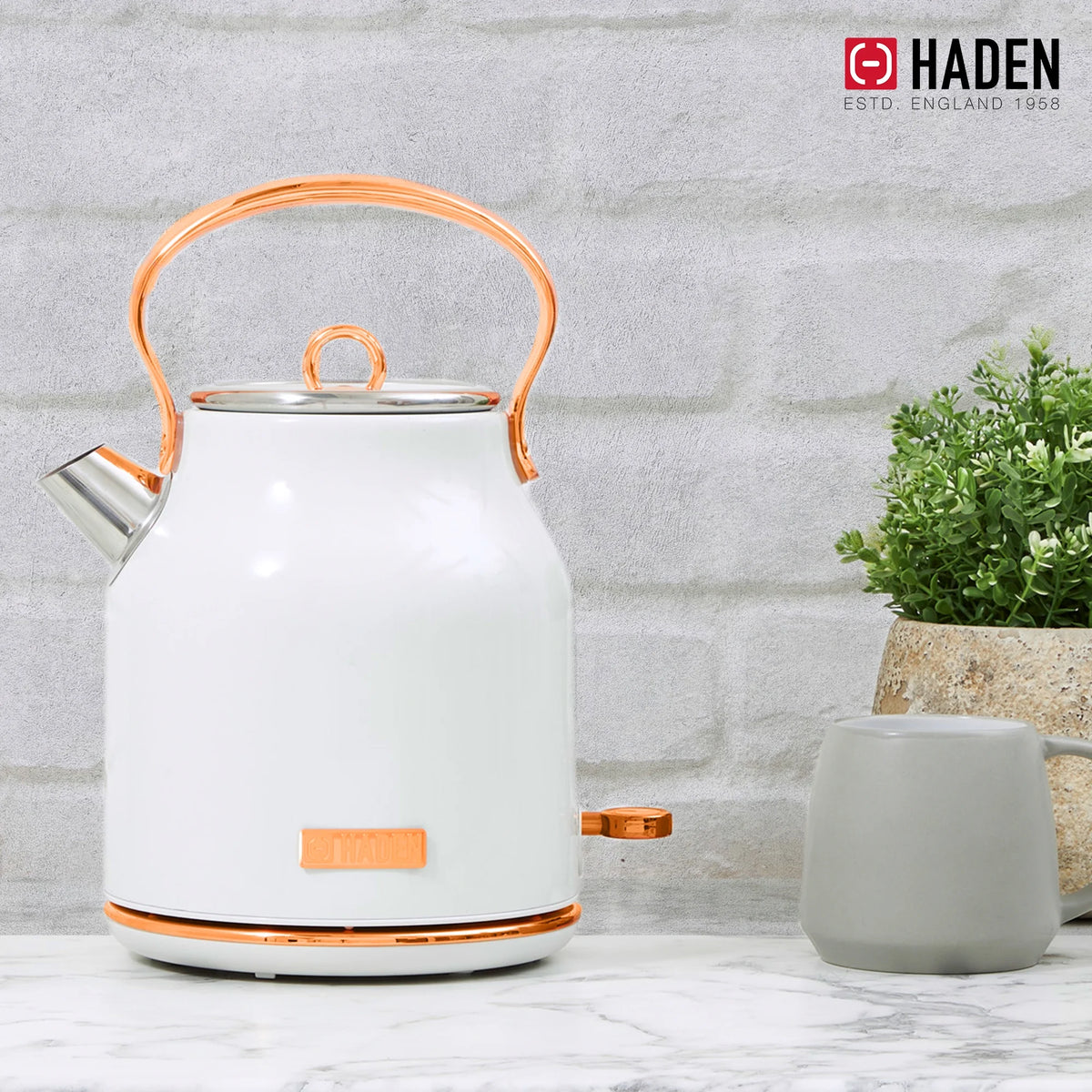 Haden Coffee Maker & Heritage 1.7 Liter Electric Kettle, Black & Chrome