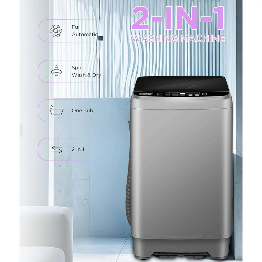 Top Load Washing Machine 25lbs Full Automatic Compact Washer and Dryer with 10 Programs & 8 Water Levels Laundry Machine for For Apartment, Home, Dorms, RV