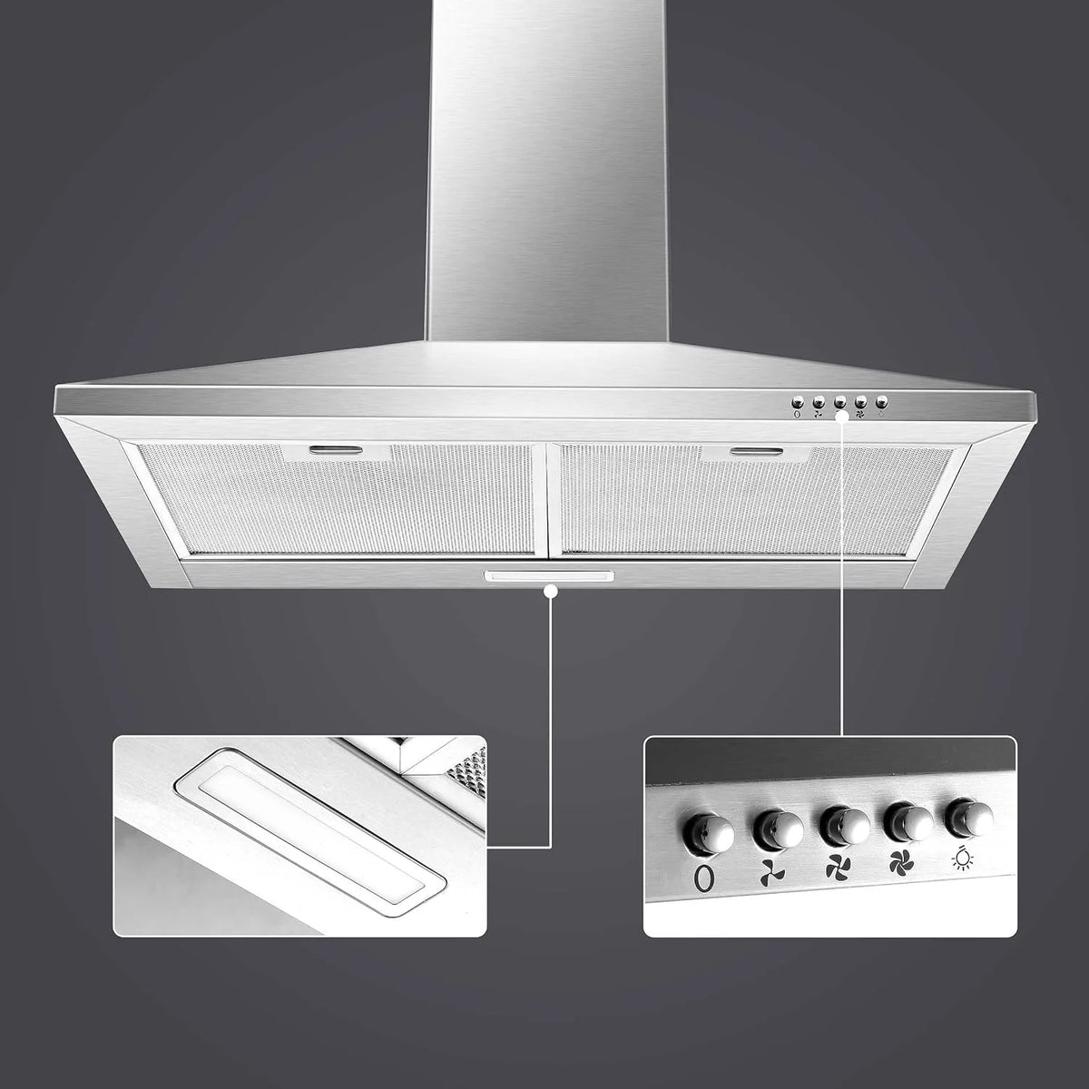 Range Hood 30 inch Wall Mounted Range Hood in Stainless Steel Convertible Stove Vent Hood 3 Speed