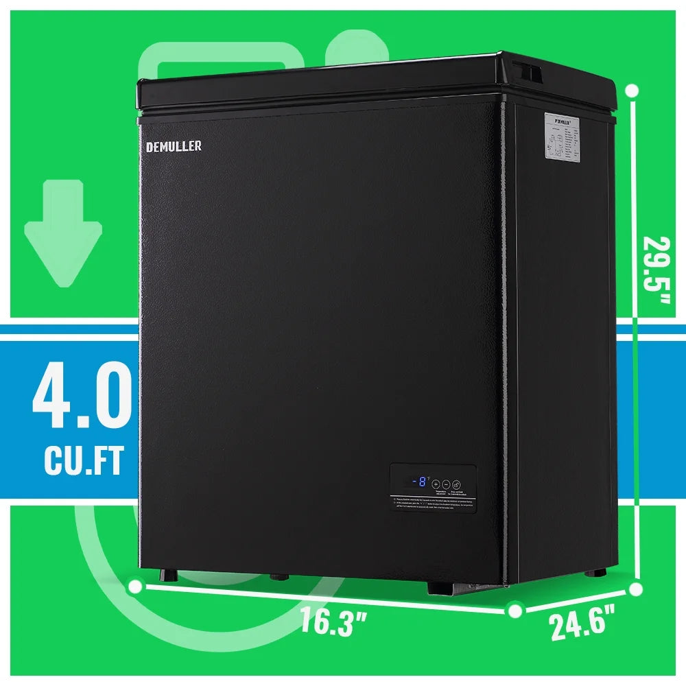 DEMULLER 4.0 Cu. ft Chest Freezer Small Freezer with Top Open Door Freestanding Black