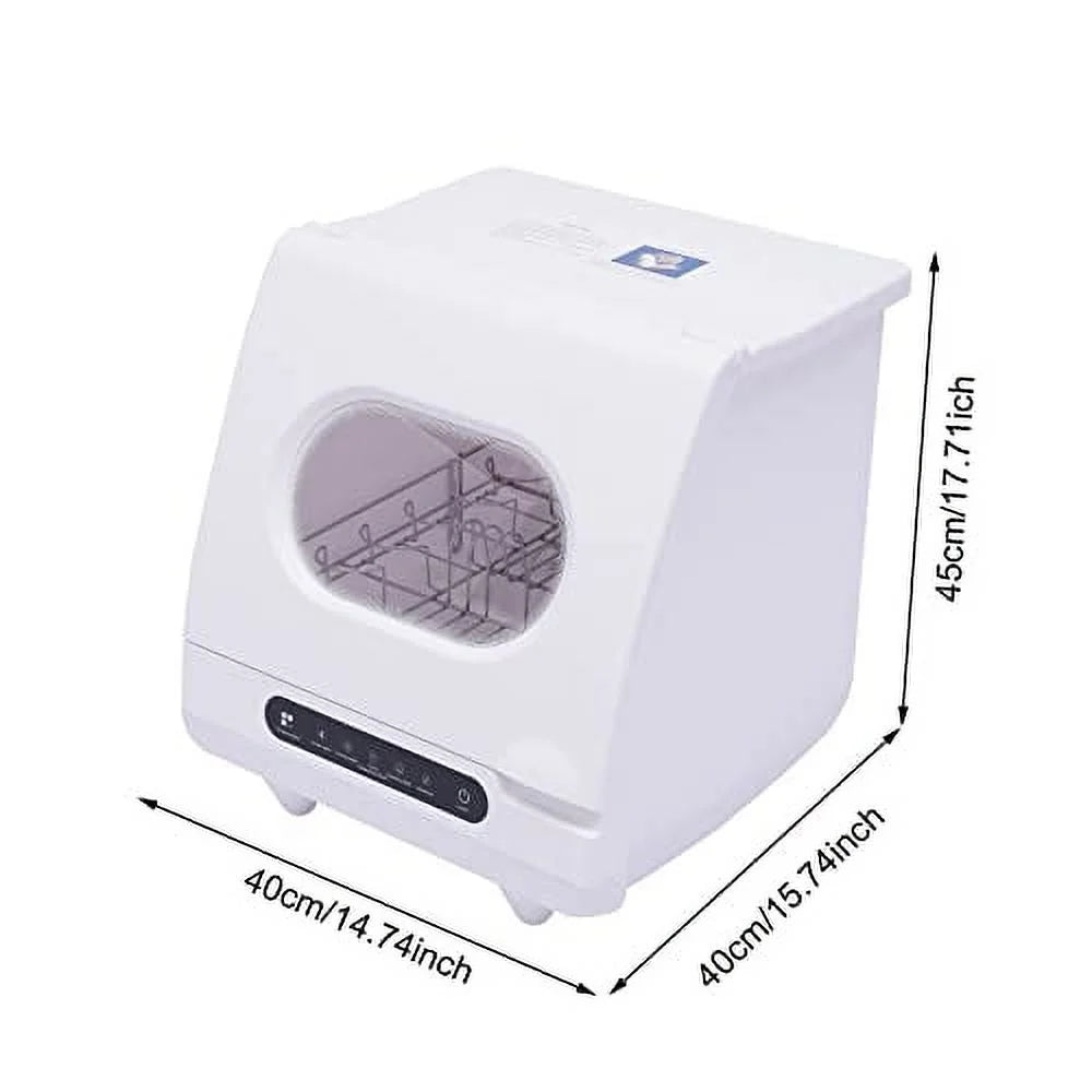 Automatic Dishwasher 360 Degree Spraying Water Deep Heating Cleaning Machine Portable Countertop Dishwasher Compact Dish Washing 5 Washing Programs Display Self-Cleaning for Small