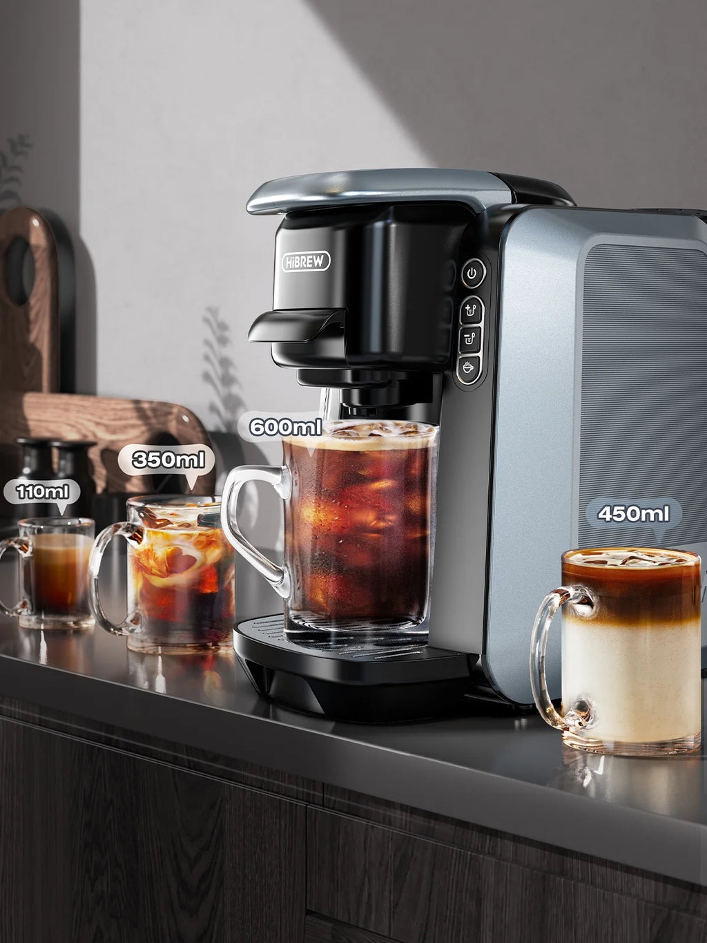 HiBREW 6-in-1 Capsule Coffee Maker & Espresso Machine �C Multi-Compatible, Hot/Cold Brew, 9 Temp Settings H6