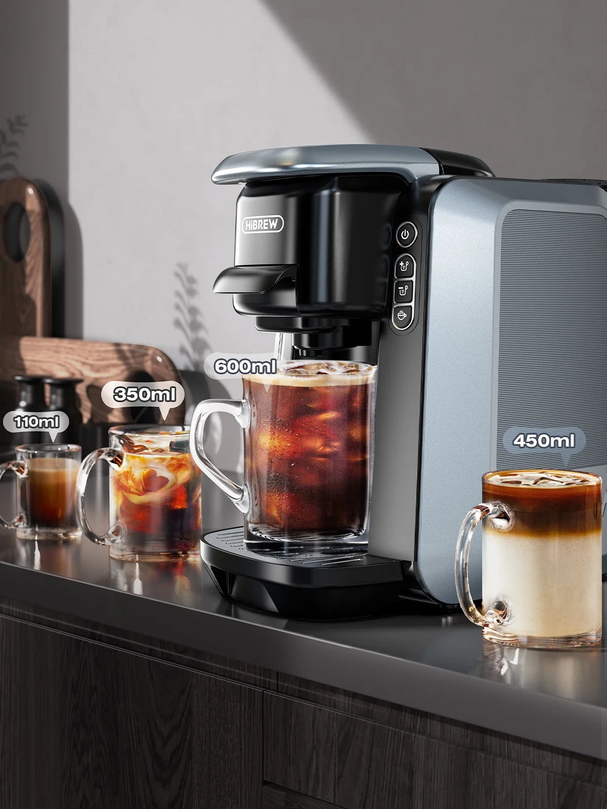 HiBREW 6-in-1 Capsule Coffee Maker & Espresso Machine �C Multi-Compatible, Hot/Cold Brew, 9 Temp Settings H6