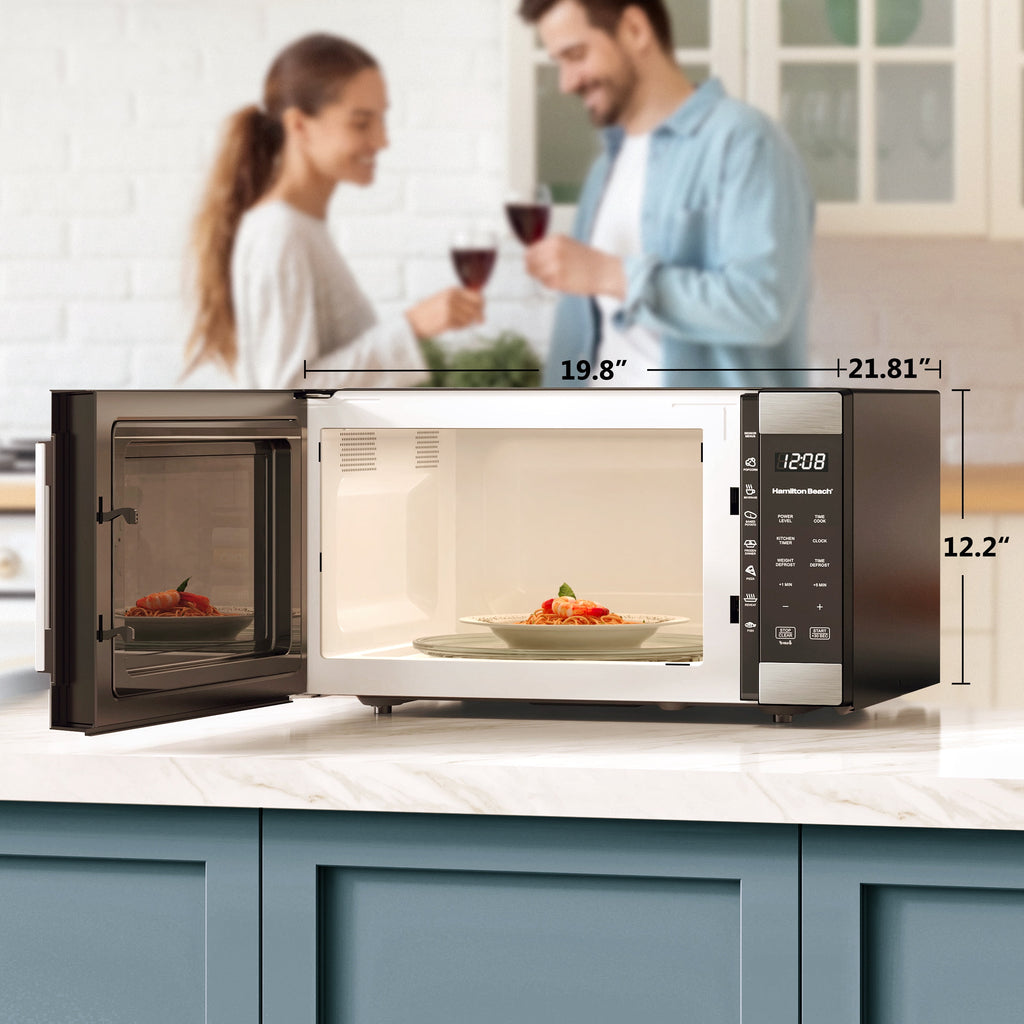 Hamilton Beach 1.6 Cu ft Sensor Cook Countertop Microwave Oven, 1100 Watts, Stainless Steel, New