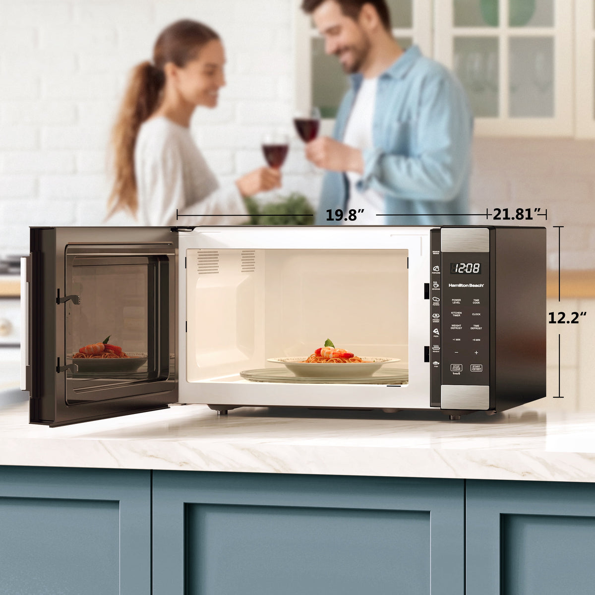 Hamilton Beach 1.6 Cu ft Sensor Cook Countertop Microwave Oven, 1100 Watts, Stainless Steel, New