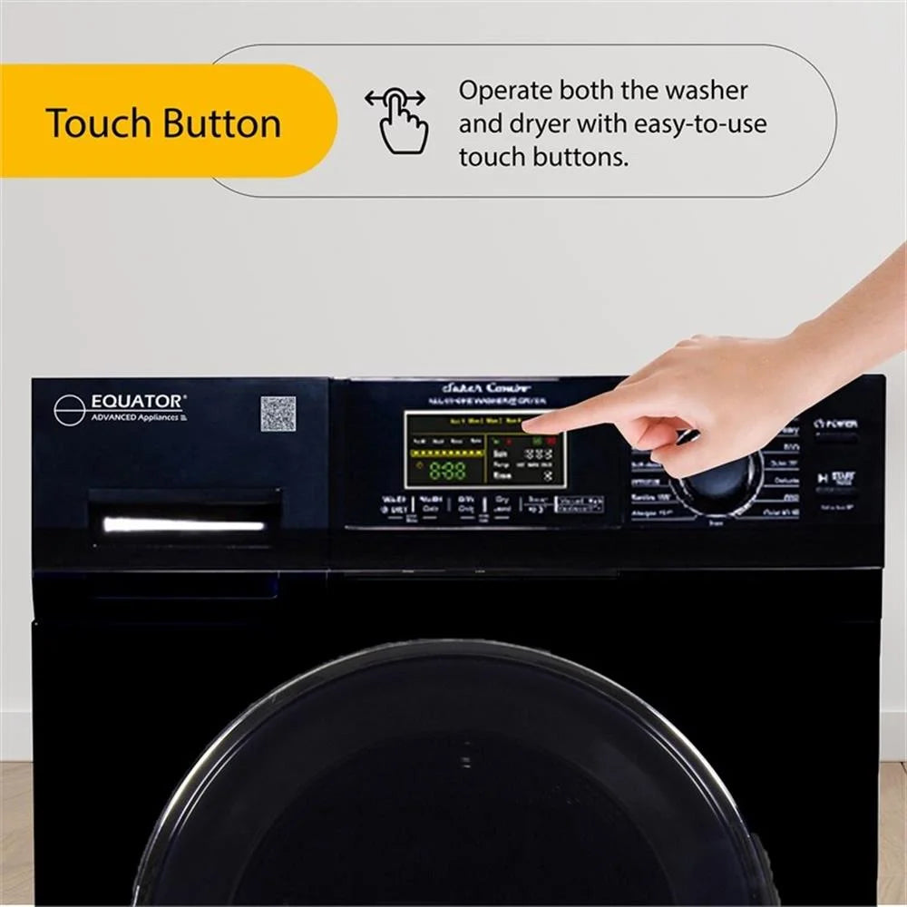Pemberly Row Pet Compact 110V Vented/Ventless 15 lbs Combo Washer Dryer in Black