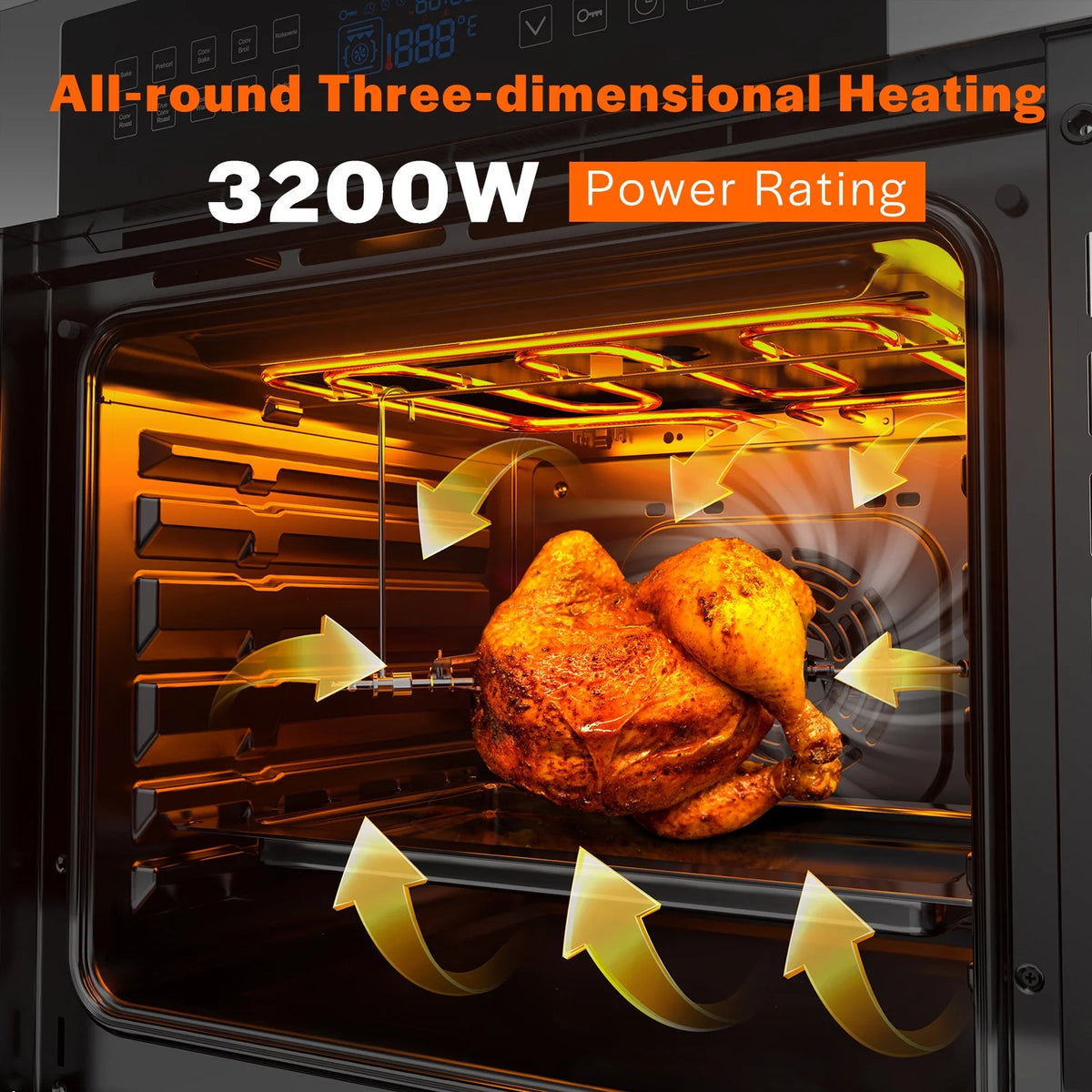 Empava 24 inch Electric Single Wall Oven 10 Cooking Functions with Convection - Touch Control in Stainless Steel