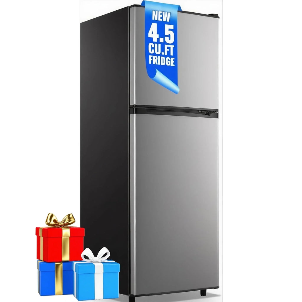 4.5 Cu.ft Mini Fridge with Freezer 2-Door Compact & 7 Settings Temperature Adijustable, Refrigerator for Dorm, Office, Bar, RV, Bedroom, Black