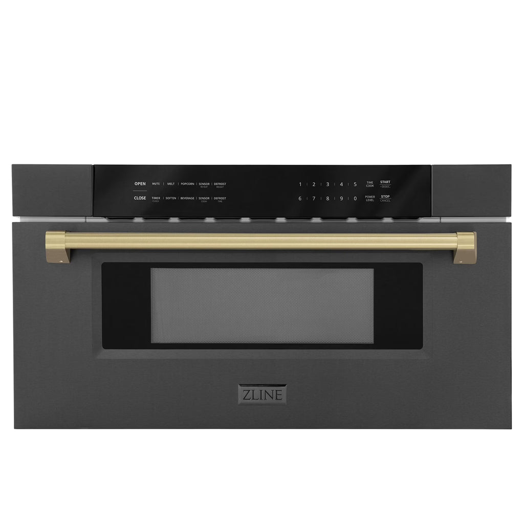 ZLINE Autograph Edition 30" 1.2 cu. ft. Built-In Microwave Drawer in Stainless Steel with Gold Accents