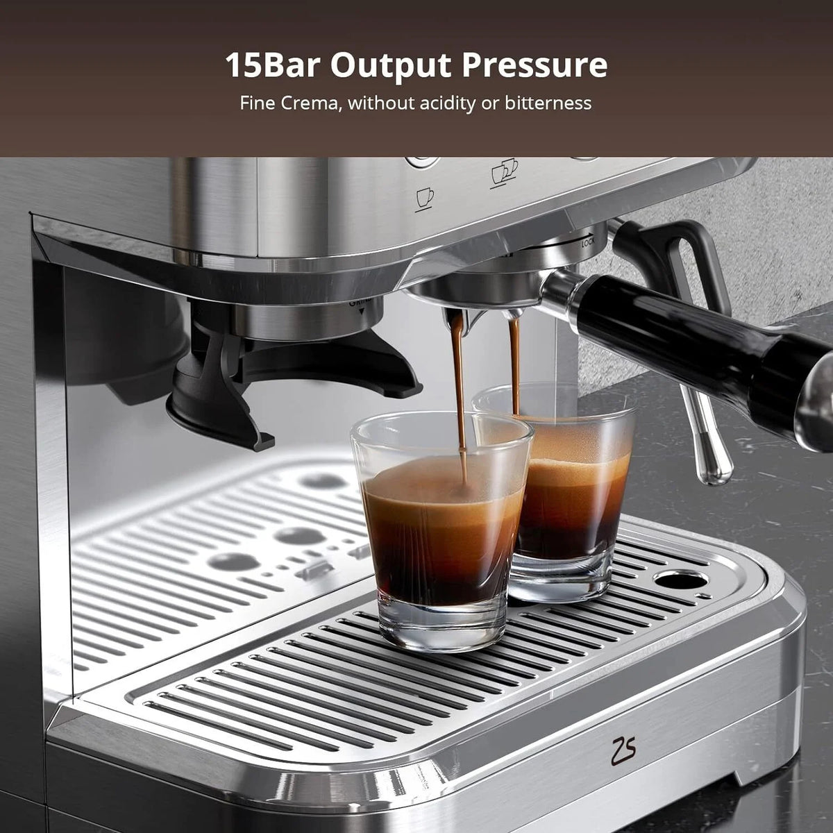 Garvee Semi-Automatic Espresso Machine Coffee Maker with Grinder & Milk Steamer, 15 Bar, 2.5L Water Tank
