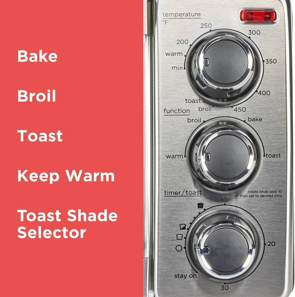 4-Slice Convection Oven - Stainless Steel, Curved Interior for 9-inch Pizza, TO1313SBD