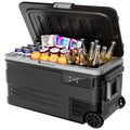 Simzlife 12 Volt Car Refrigerator, 80QT(75L) Portable RV Car Fridge with Wheels, 0�H~68�H, 12/24V DC & 110-240V AC, Black