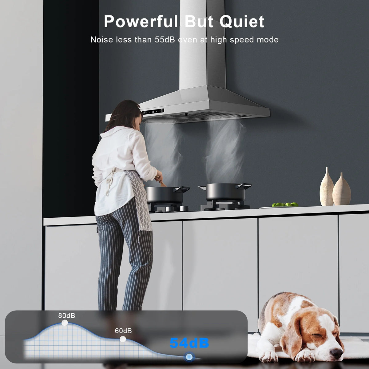 New 30 Inch Stainless Wall-Mounted Kitchen Range Hood 3-Speed Fan Exhaust Vent Gesture/Touch 120V