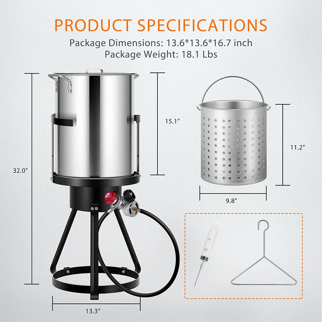 VIVOHOME 30 qt 54,000 BTU Aluminum Turkey Fryer
