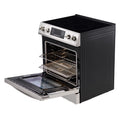 KFFKFF 30-Inch Electric Range Oven, 4.8 Cu. Ft. Freestanding Stainless Steel Stove, Features 5 Burners, Timer, Self-Cleaning, Air Fry Function, Adjustable Racks, and Storage Drawer, Silver