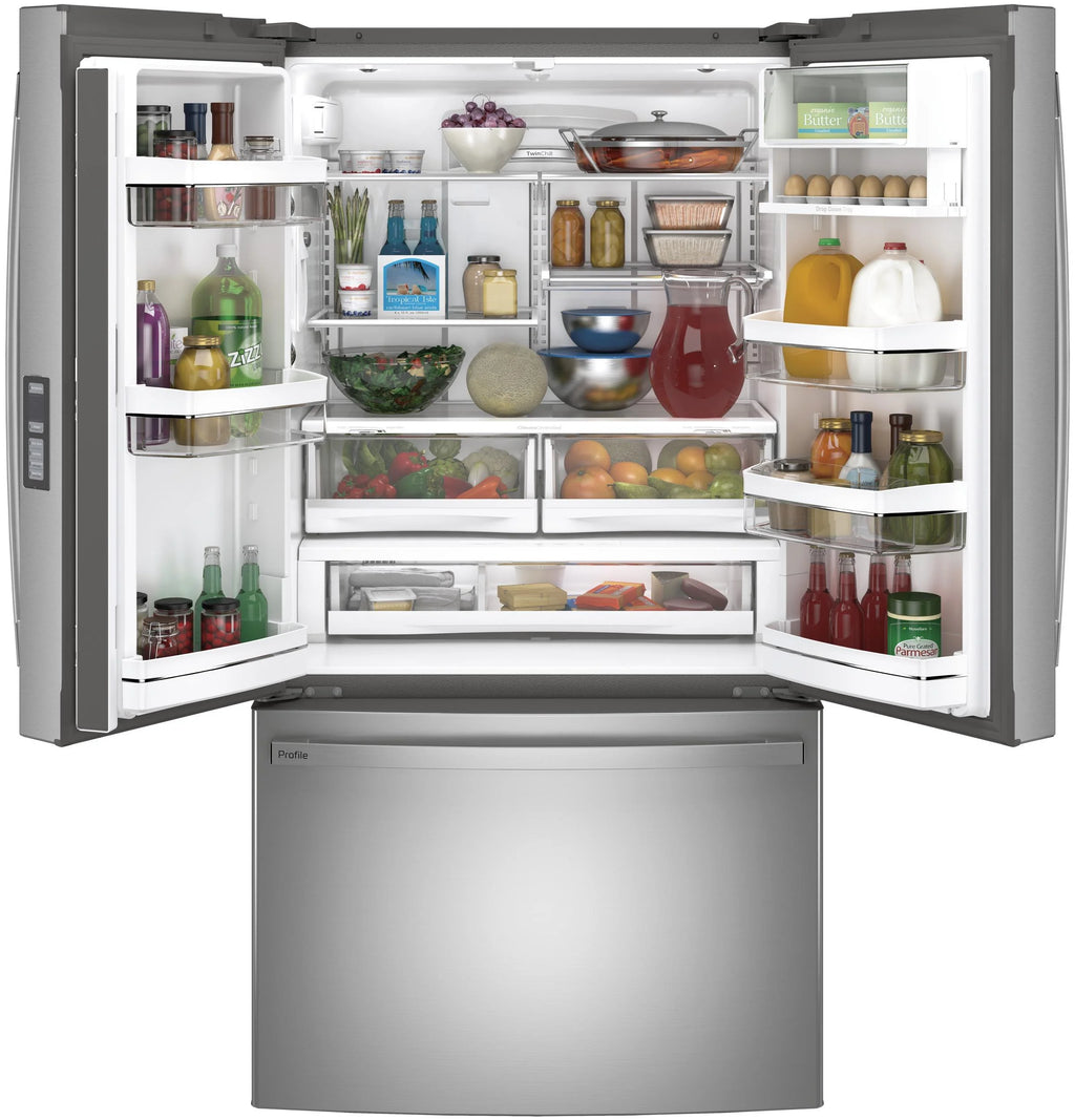 Ge Profile Pwe23k 36" Wide 23.1 Cu. Ft. Counter Depth French Door Refrigerator - Stainless