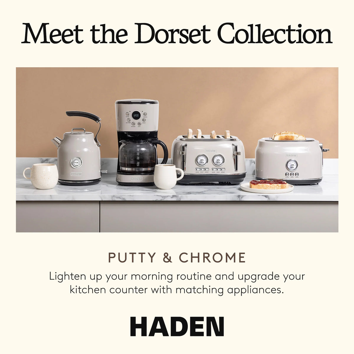 HADEN Dorset Stainless Steel 4-Slice Toaster with Browning Control, Cancel, Reheat and Defrost Settings