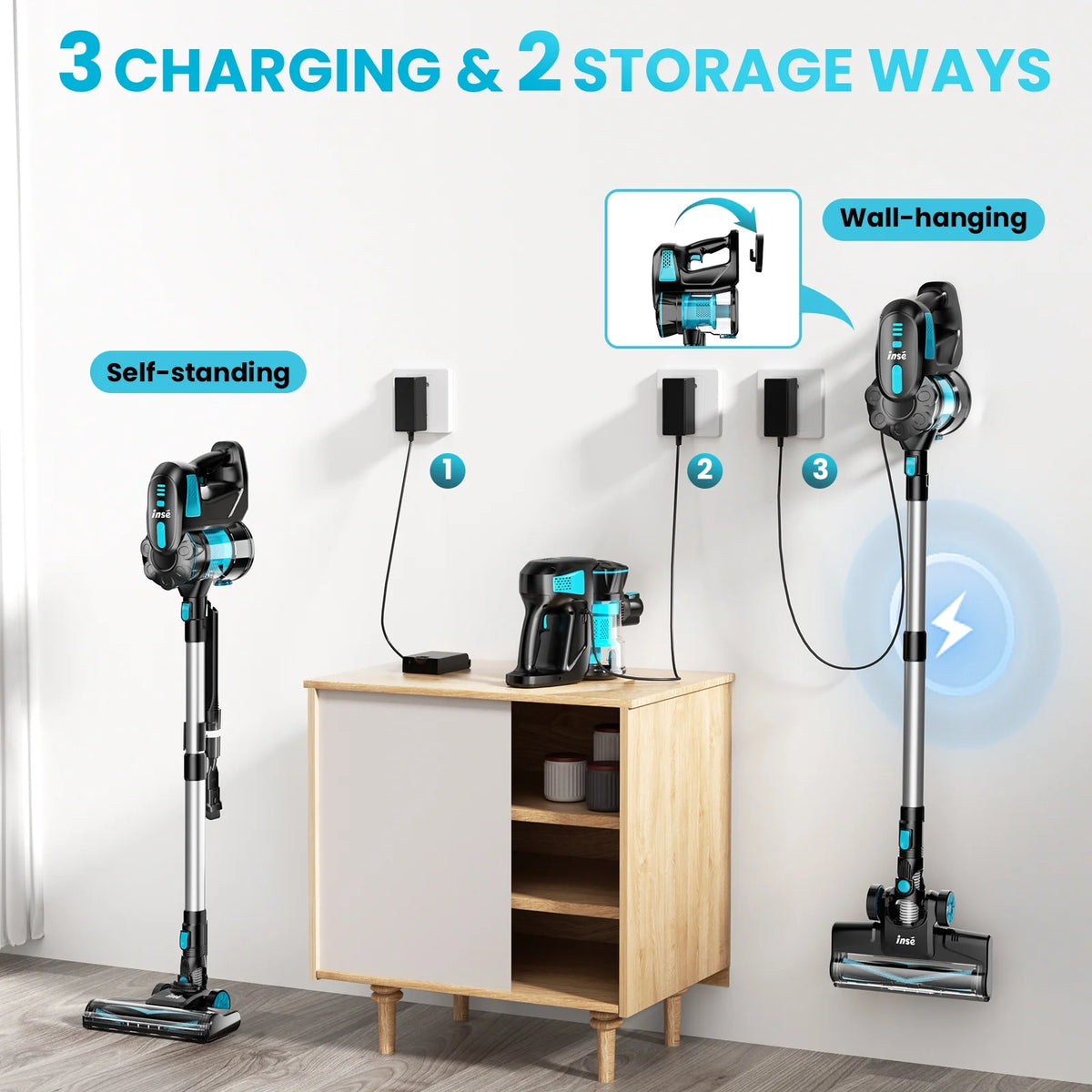 INSE Cordless Vacuum Cleaners, 6-in-1 Lightweight Stick Vacuum for Hardwood Floor Carpet Pet Hair, V770