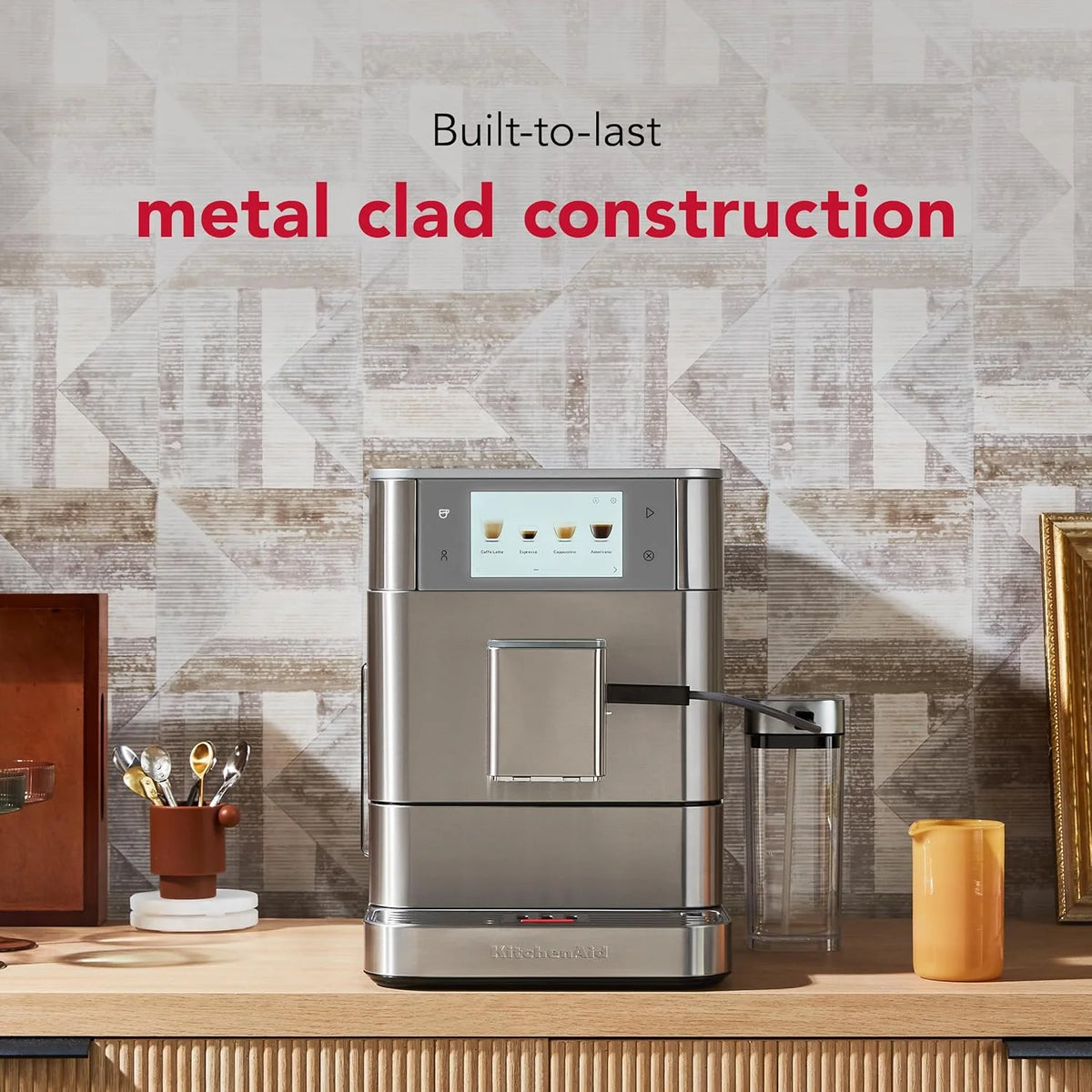 KitchenAid Fully Automatic Espresso Machine KF8 with Milk Attachment & Plant Based Milk Options, KES8558SX, Stainless Steel
